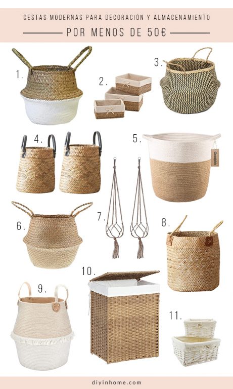 cestas de mimbre para decorar tu casa